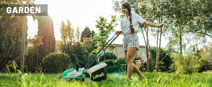 Litheli Cordless Lawn Mower 13 Inch, 5 Heights, 20V Electric Lawn Mowers for Garden, Yard and Farm, with Brushless Motor, 4.0Ah Battery & Charger Included