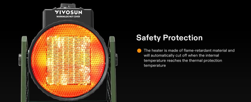 VIVOSUN Portable Greenhouse Heater, 1500W/750W Electric Heater, 3 Modes for Fast Heating, Overheat Protection, Dustproof Design for Grow Tents, Patios & Outdoors