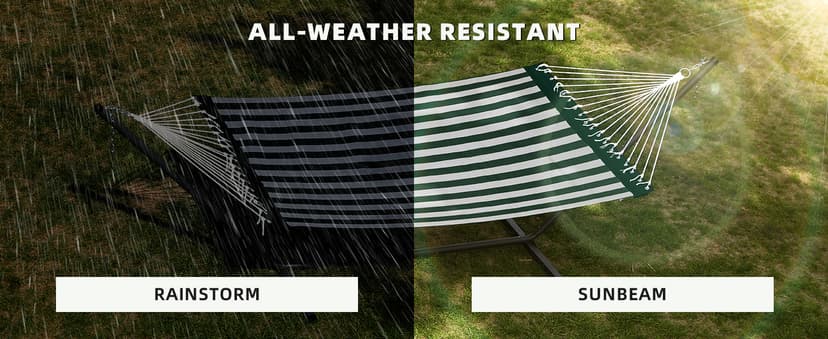 Patio Watcher 13 FT Quick Dry Textilene Hammock - Outdoor Double Hammock - Heavy Duty for Outside - 450 lbs Capacity - Green White