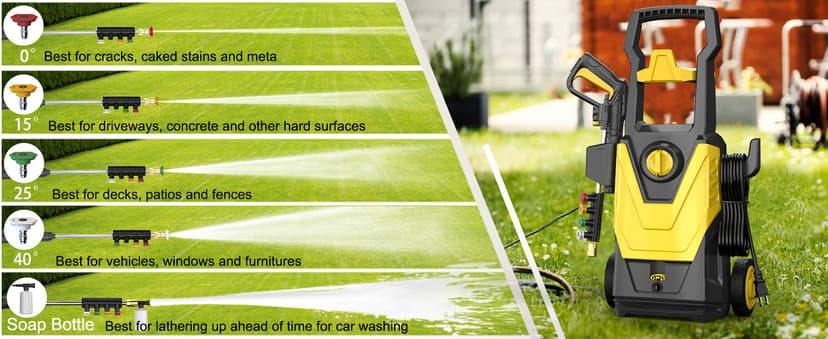 AgiiMan Electric Pressure Washer, 4800PSI Max 3.2GPM Power Washer Electric Powered with 20FT Hose, 4 Nozzles, Foam Cannon, High Pressure Cleaner Machine for Cars, Patios, Driveways, Fences, Yellow