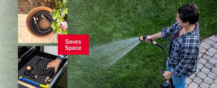 Pocket Hose Copper Bullet Expandable Garden Hose 25 FT w/10 Pattern Thumb Spray Nozzle AS-SEEN-ON-TV 650psi 3/4 in Patented Lead-Free Ultra-Lightweight Solid Copper Anodized Aluminum Fittings No-Kink