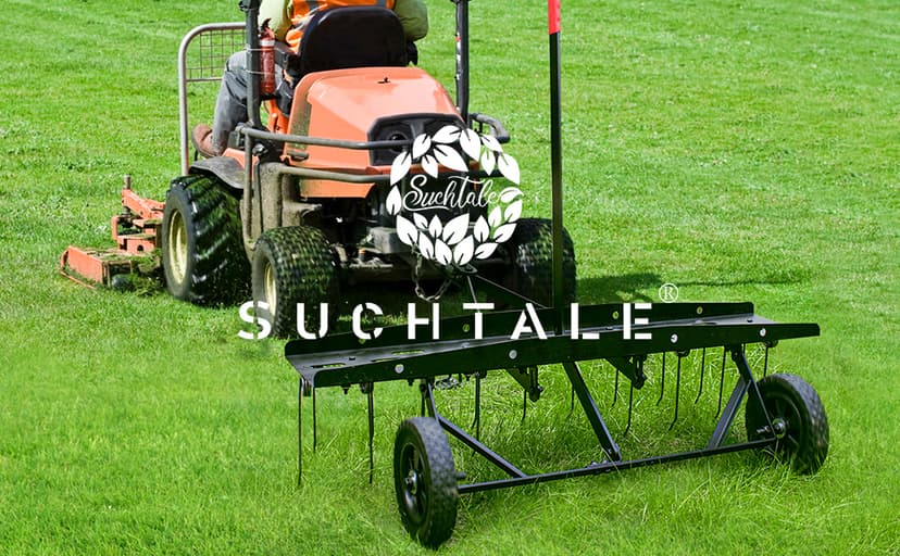 Suchtale 40inch Tow Behind Dethatcher with 20 Spring Steel Tines,Lawn Sweeper Garden Grass Tractor Rake Removes Thatch from Large Lawns, Riding Lawn Mower Attachments for Outdoor Yard Tools Lawn Care