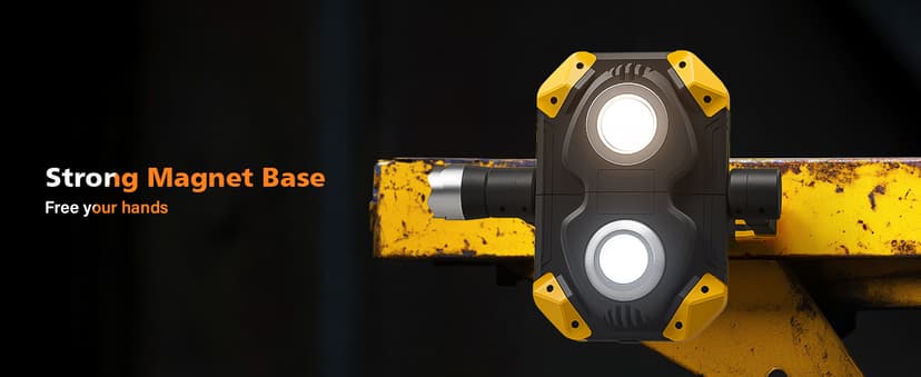 Samyoung 2 Pack Magnetic 2000 LM LED Work Light, 10 Hours Long Lasting 360°Rotating 7000K Warm Rechargeable Work Light Folding Waterproof for Job Site Car Inspection Camping Emergency