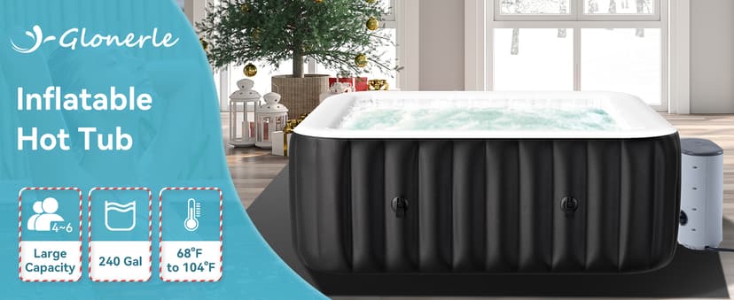 2 Person Inflatable Hot Tub, Oval Portable Hot Tub, Leak-Proof Blow up Hot Tub with 100 Air Jets, PVC Outdoor Spa with Insulated Cover & Heater Pump, 75” L X 47”W X 25”H