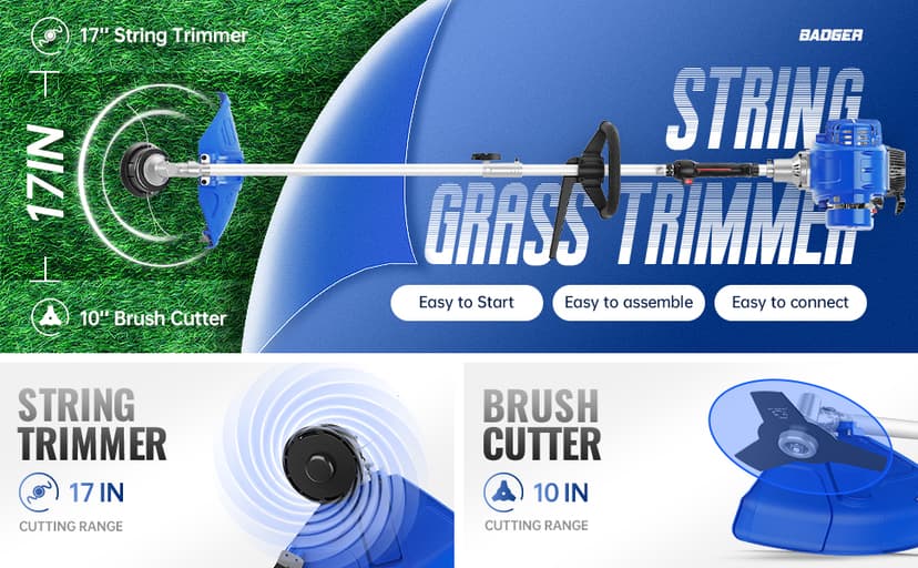 2-in-1 Yard Care System, 31cc, 4-Cycle Gas Engine Straight Shaft Multi-Tool with Brush Cutter, String Grass Trimmer and Shoulder Harness