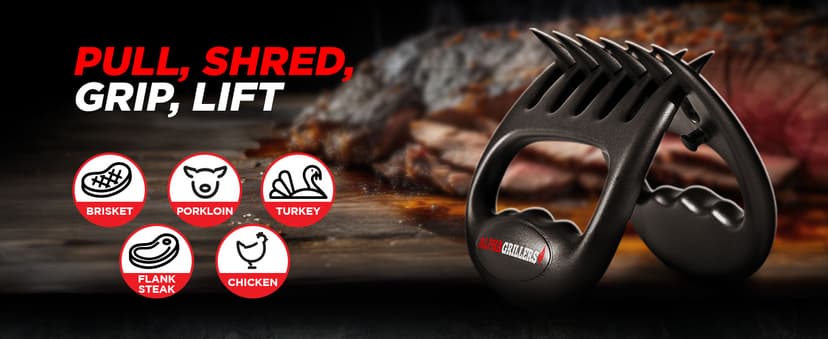 Alpha Grillers Meat Shredder Claws - BBQ Smoker Accessories Pulled Pork Tool - Barbecue Grilling Gifts for Men Him