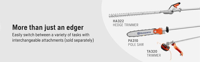 Husqvarna 122LKE Gas Edger, Multi-Purpose Tool with Lawn Edger Attachment, Features 6-Inch Adjustable Wheel and Curved Shaft