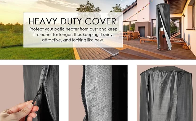Full-Length Outdoor Vinyl Cover for Spiral Flame LPG Patio Heaters with 21" Round Reflectors