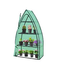 EAGLE PEAK 9x4 Lean-to Portable Walk-in Greenhouse, Pop-up Indoor Outdoor Garden Green House, Zippered Doors and Window, PE Cover, Green