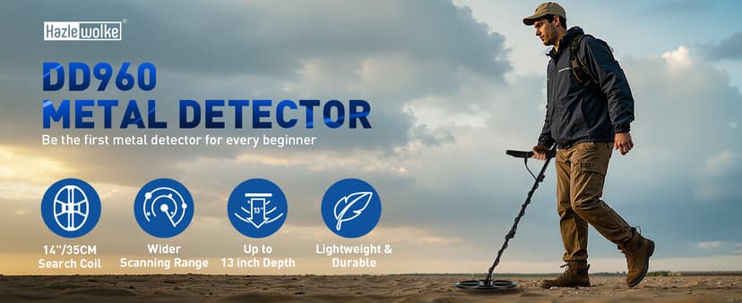 14'' Metal Detectors for Adults, Waterproof Double-D Search Coil, Professional Metal Detector with Pinpoint Mode, 13 inch Detection Depth, 4 Modes