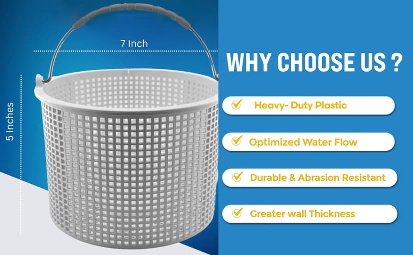 Swimables Pool Skimmer Basket for Inground Pool Compatible with Hayward Skimmer Basket and Pool Filter Basket SP1082CA | Built-in Brass Weight | 316 Stainless Steel Handle & Convenient Rubber Grip