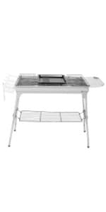 Outvita Charcoal Grill and Offset Smoker, Outdoor Patio Barbecue Cooker with Wheels, Portable Backyard BBQ Oven with Side Fire Box for Camping, Picnic, Party