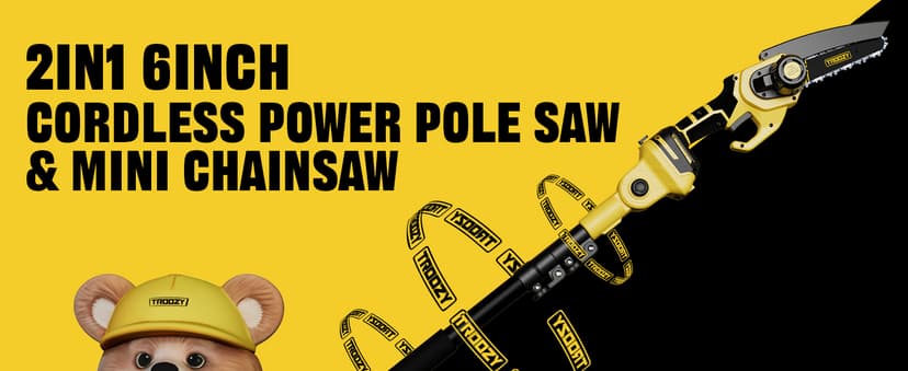 Cordless Pole Saw & Mini Chainsaw 2-in-1, 6-inch Brushless Electric Tree Trimmer,Tree Cutter for Outdoors Pruning & Wood Cutting, Battery Included