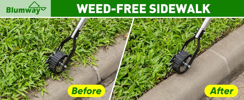 BlumWay 67 Inch Rotary Wheel Edge Trimmer, Rotary Shears, Manual Sidewalk Edgers, Length 23.6" to 67", Heavy Duty Stainless Steel Handle with Sharp Blades/Gloves