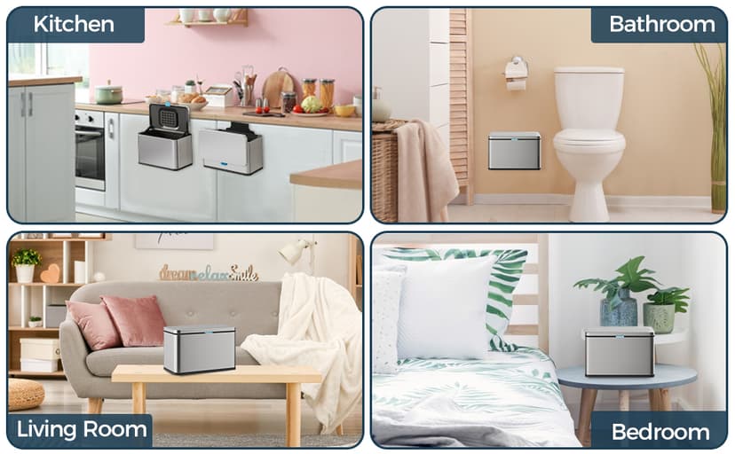 Stainless Steel Hanging Trash Can with Lid and Inner Bucket, 1 Gallon Kitchen Compost Bin for Counter Top, Under Sink or Wall Mount, Small Garbage Can for Cupboard/Bathroom/Bedroom/RV