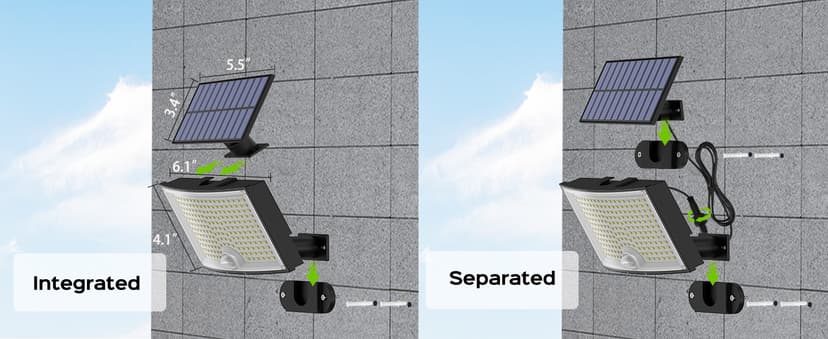 Adiding Solar Outdoor Lights, 3500LM LED Flood Lights with 16.4 Ft Cable, Remote Control Solar Motion Sensor Lights with 3 Modes, Solar Powered Security Lights for Outside Patio, Yard, Garage, 2 Pack