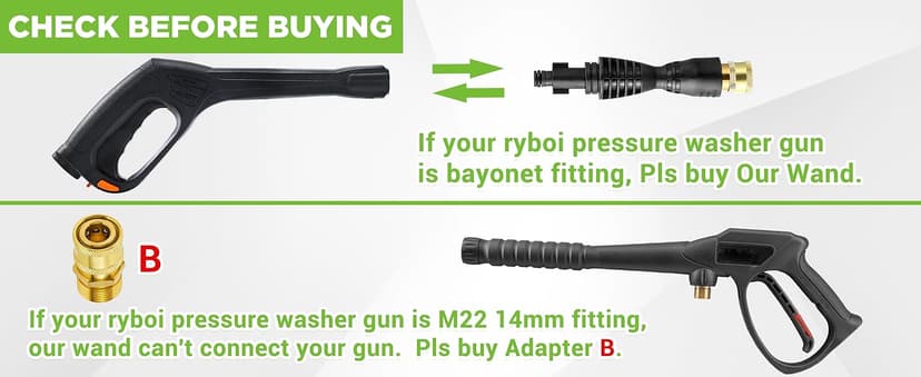 Pressure Washer Gun Adapter with 5 Spray Nozzles and 1 Tips Holder - Power Washer Wand Replacement Kit - Compatible with Some Ryobi, Portland, Husky Electric Pressure Washers Black