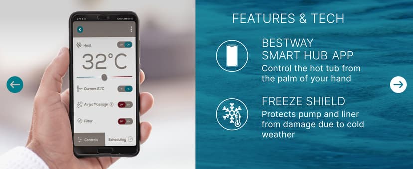 SaluSpa Hawaii EnergySense Smart AirJet Inflatable Hot Tub Spa 4-6 person with App Control