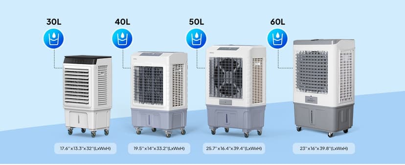 ROVSUN 4100CFM Portable Air Cooler, 13.2Gal/50L Evaporative Swamp Cooler, 3-IN-1 Cooling Fan with Remote Control, 3 Speeds, 7.5H Timer & 4 Ice Box, Humidifying Oscillating Fan for Indoor or Outdoor