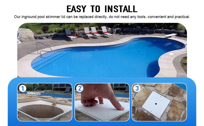 10'' Pool Skimmer Lid/Cover Replacement for Hayward SPX1082E, SP082 1083 1084 1085 SP1086, Square Skimmer Basket Deck Covers Plate for Inground Pools, Heavy Duty Plastic, White, 2 Pack