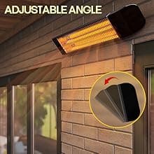 Electric Patio Heater with Remote Control - 1500W Carbon Infrared Outdoor Heaters for Patio, IP65 Waterproof, 2 Levels of Power - 120V Wall Mounted Space Heater for Bedrooms, Backyards, Garages, Black