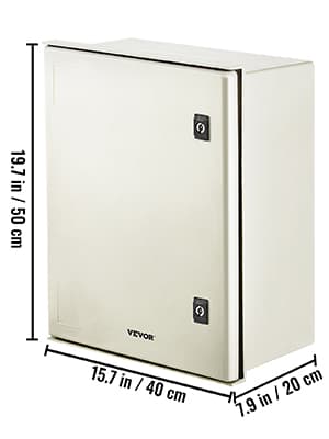 VEVOR Fiberglass Enclosure 19.7 x 15.7 x7.9 Electrical Enclosure Box NEMA 3X Electronic Equipment Enclosure Box IP65 Weatherproof Wall-Mounted Electrical Enclosure with Hinges & Quarter-Turn Latches