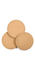 Round Cork Trivets - Hot Pads for Dishes, Pots, Pans & Baking Sheets - Table & Countertop Use