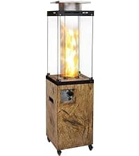 Afterglow Outdoor Patio Propane Fire Heater with Weather Cover Glass 41000 BTU Fireplace Patented & CSA Certificated, Cement Gray