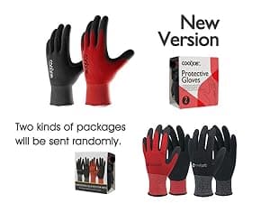 COOLJOB Gardening Gloves for Men, 2 Pairs Breathable Rubber Coated for Garden Weeding Landscaping, Outside Work for Lawn Yard, Men's Medium Size, Black & Red