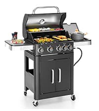 GREEN PARTY BBQ Charcoal Grill with Offset Smoker, 2 in 1 Smoker and Charcoal Grill combo, 512 Square Inch Space Barrel Charcoal Smoker Grill for Outdoor Camping Patio Backyard Cooking, Medium