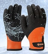 KAYGO Waterproof Work Gloves for Men and Women, Rubber Coated Non-slip Working Gloves for Garden, Outdoor Construction,KG150,Black,L