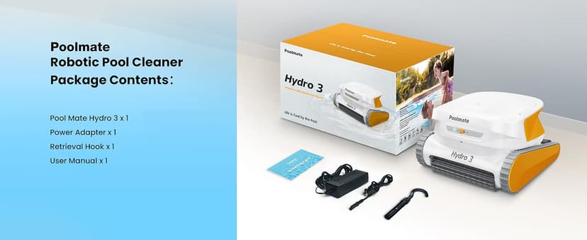 Hydro 3 Cordless Robotic Pool Cleaner, 150W Pool Vacuum with Wall Climbing Function, 200mins Runtime, 2 Brushless Motor + 4.1L Filter Basket Ideal for Inground Aboveground Pools