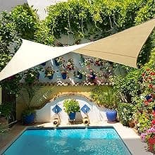 Shade Sail Sun Shade Cloth 9'9"x9'9" Rectangle Outdoor Canopy Outside Sunshade Awning Cover Privacy Screen Net UV Block for Patio Pergola Gazebo Porch Backyard Lawn Garden Outdoor Activities