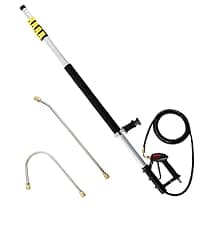 janz 24'' Pressure Washer Surface Cleaner with 4 Wheels,Dual Handle,Stainless Steel Housing, 4 Replacement Nozzle Cores and 2 Hose Adapters,Ideal for Driveways, Sidewalks,Patios,Decks Cleaning