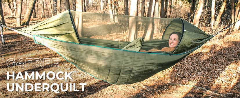 G4Free Large Camping Hammock with Mosquito Net 2 Person Pop-up Parachute Lightweight Hanging Hammocks Tree Straps Swing Bed for Outdoor Backpacking Backyard Hiking