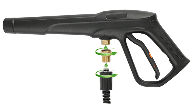 Pressure Washer Gun Set, Max W.P. 2320PSI, B.P. 5000PSI, M22-14mm & M22-15mm Fitting, 4 Stainless Steel Nozzle Tips & Holder, Replacement for Ryobi Powerstroke Greenworks and More Power Washers