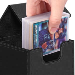 Homthy 4 Pack Card Box - Large Size, Fits 400+ Sleeved Cards, Compatible with Mtg Deck, Premium Leather Card Box for Trading Cards