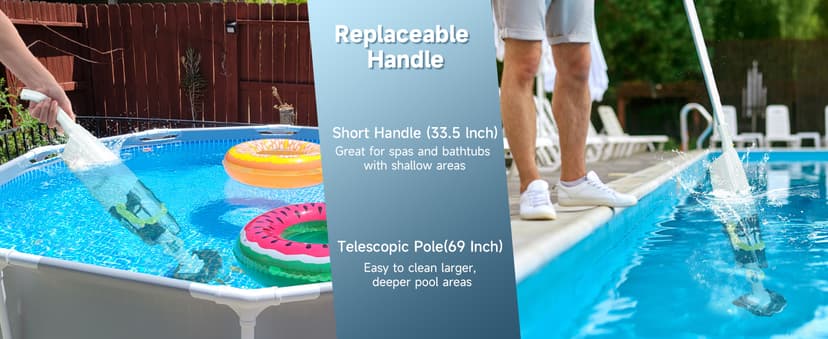 (2025 Upgraded) Cordless Handheld Pool Vacuum, Rechargeable Pool Cleaner with Telescopic Pole and Fine-Sponge, Powerful Suction, Ideal for Above & In-Ground Pools, Spas, Hot Tubs, Yellow