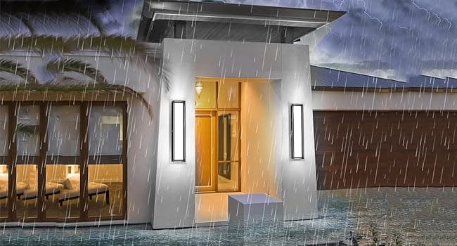 Outdoor Wall Sconce Lights,2Packs 10%-100% Dimmable LED Modern Porch & Patio Wall Light Fixture, 23.6in Black Exterior Sconce Wall Mounted Lights Suitable for Garage Courtyard House(6000K)