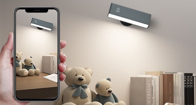 Honalia Adhesive Wall Lights for Bedroom 2 Pack, Rechargeable Wall Lights with Magnetic & Dimmable, 360 Rotation Cordless Wall Sconce, Peel and Stick Lights for Wall Bedside, Reading