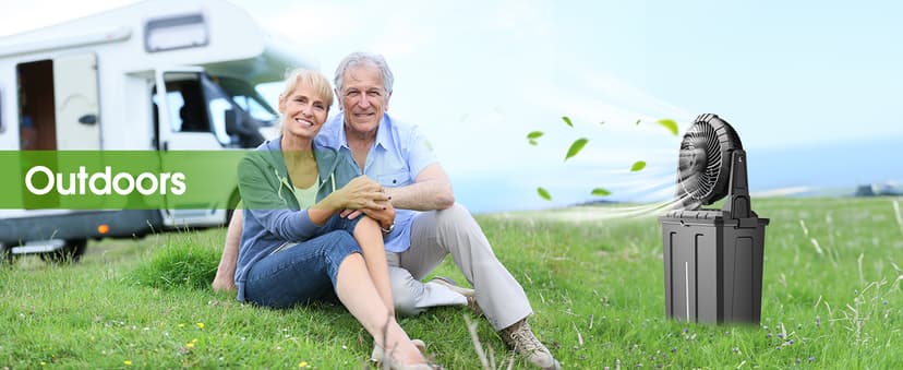 Ausic 9L Bucket Portable Misting Fan for Outdoors Patios, 20000mAh Rechargeable Battery Operated Camping Fan, 3 Strong Winds, 3 Large Spray Outlets, for Fishing/Travel/Garden Party/Golf/Tent/Office