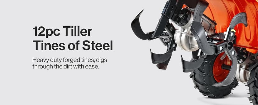 SuperHandy Rear Tine Tiller - 7HP Engine, 16" Width & 12" Depth Cultivator - Garden Soil Prep for Planting & Vegetable Beds