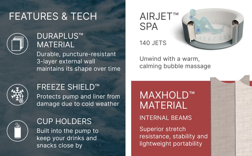 Coleman Palm Springs EnergySense AirJet Inflatable Hot Tub Spa (77" x 28") | Portable Hot Tub with 2 Covers (1 Energy-Efficient Thermal Cover and 1 Standard Cover) | Fits Up to 4-6 Persons | Green