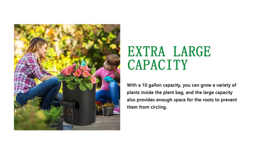 4 Packs 10 Gallon Potato Grow Bags, Heavy Duty Nonwoven Fabric Pots with Handles for Planting Vegetables, Flowers