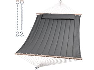 SUNCREAT Double Outdoor Hammock, Polyester Rope Hammock with Strong Spreader bar, Gray