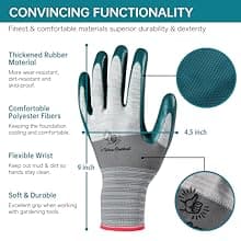 DOFOWORK Gardening Gloves - 6 Pair Gardening Gloves for Women/Men, Breathable Natural Latex Garden Gloves with Grip