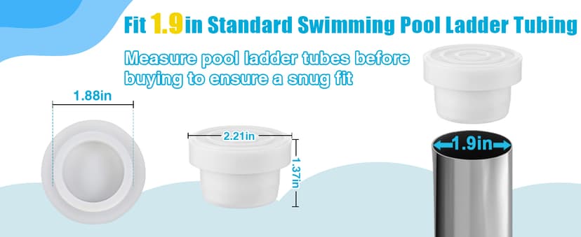 Pool Ladder Bumpers for Inground Pool - 4Packs Inside Plug Caps fit 1.9" Standard Steps Tubing, Rubber Foot Cover Protect Swimming Pool Liner