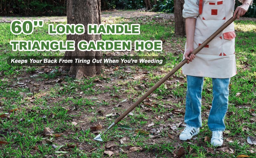 Haliaeetus Triangle Hoe, 60'' Scuffle Hoe for Keeping Your Back from Tiring Out, Weeding Just in Push-Pull Motion, Rogue Hoe with Triangle Head for Quickly Clear Out a lot of Weeds from All Direction