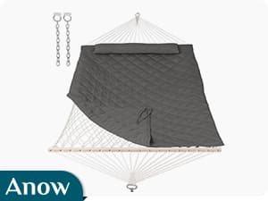ANOW Outdoor Rope Hammock with Spreader Bars, Heavy Duty Hammock with Pad for Outdoors Indoors, 450 LBS Weight Capacity, Gray