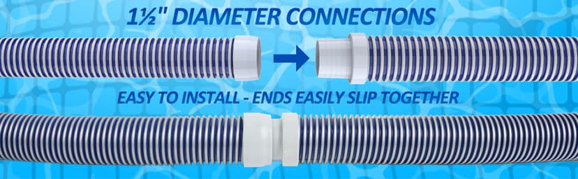 POOLWHALE Professional Swimming Pool Vacuum Cleaner Hose -1.5” 8 Piece Hoses, Perfect Vacuum Extension/Replacement - Compatible with all Major Automatic Pool Cleaners